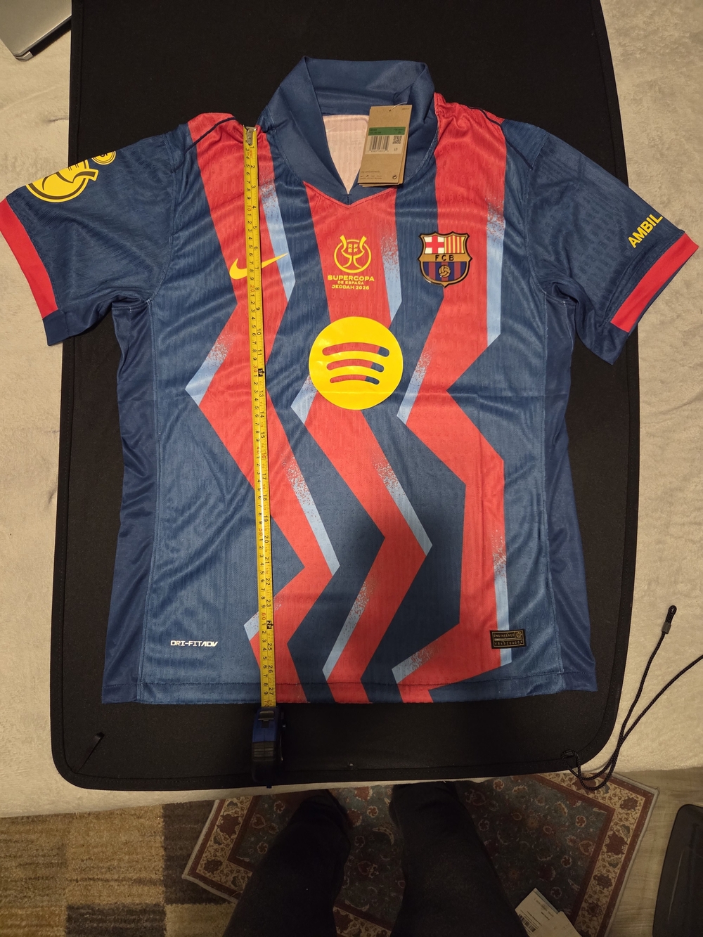 Nike Blue & Red Men's Soccer Jersey with Yellow Accents